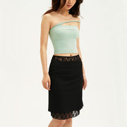 Becky Lace Contrast Slit Skirt