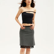Becky Lace Contrast Slit Skirt