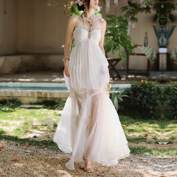 Lizzie Ethereal White Lace-Up Back Maxi Dress – The Wildflower Shop