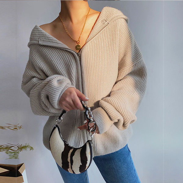 Belinda Ribbed Style Hoodie Sweater