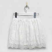 Mandy White Embroidered Print Mini Skirt