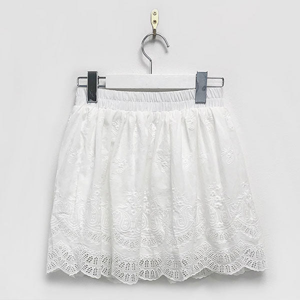 Mandy White Embroidered Print Mini Skirt