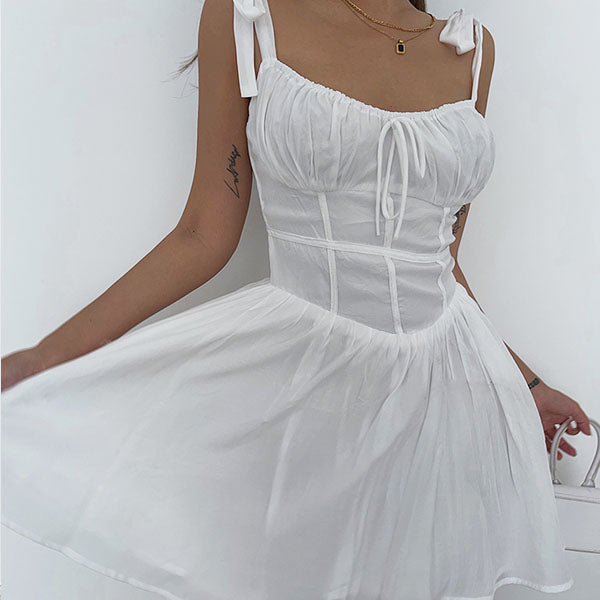 Kiri Sweet Sleeveless White Mini Dress