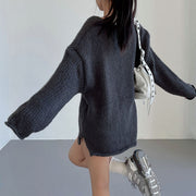 Mavis Oversize V Neck Knit Sweater Top