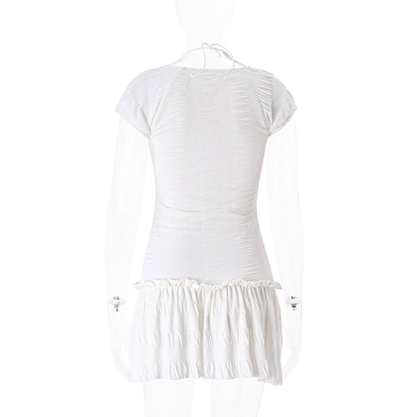 Alicia White Coquette Style Ruched Mini Dress