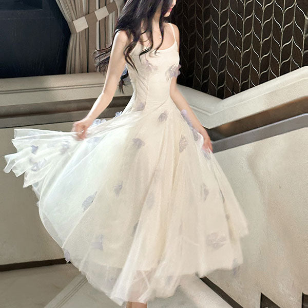 Evelune Butterfly Lace Embellishment Tulle Evening Dress