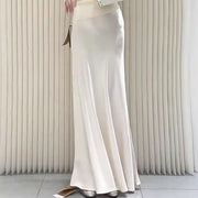 Megan White Mermaid Hem Satin Skirt