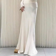 Megan White Mermaid Hem Satin Skirt