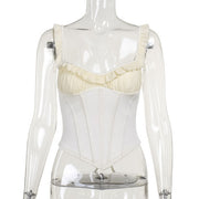 Sara Ruffles Trim Sleeveless Bodycon Top