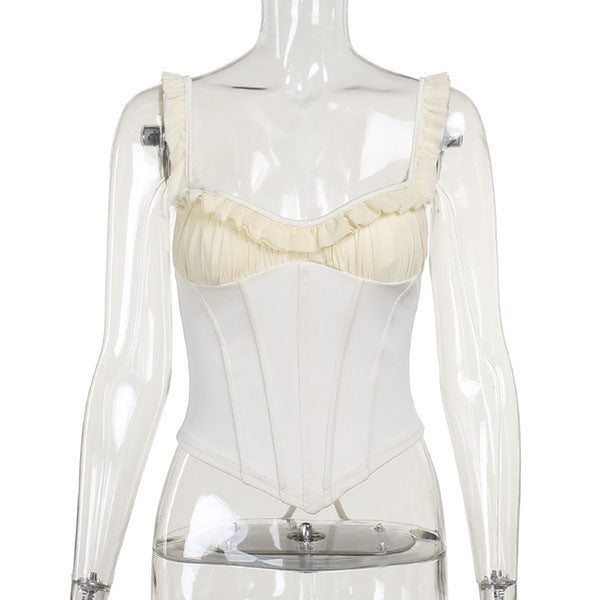 Sara Ruffles Trim Sleeveless Bodycon Top