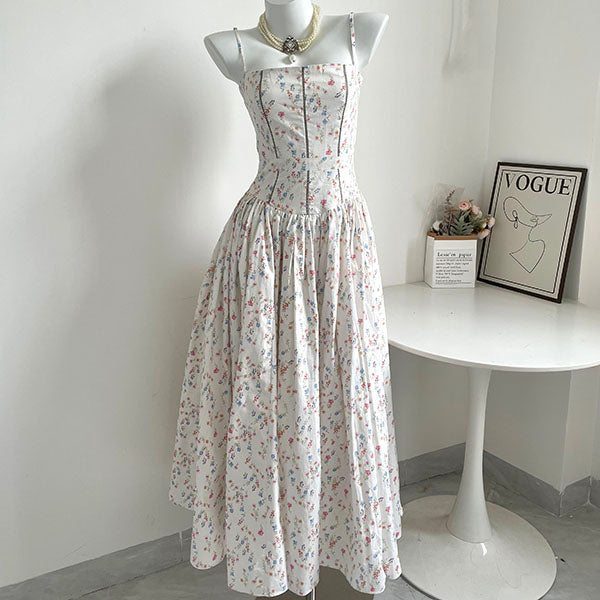 fitted lace wedding dress Helena Spaghetti Strap Floral Maxi Dress S