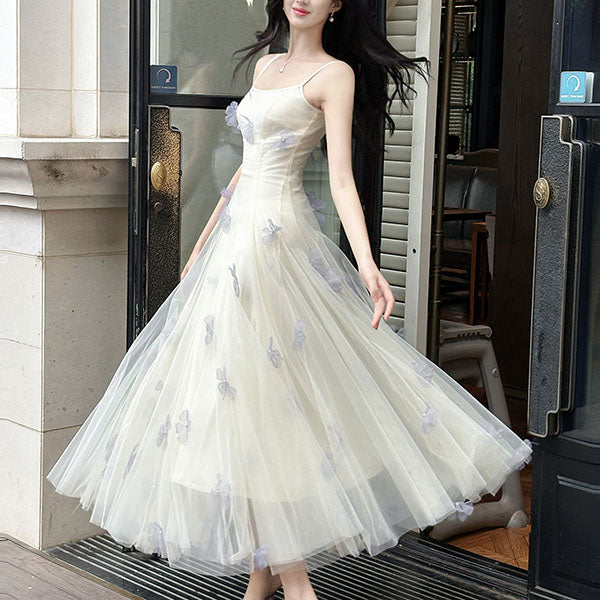 Evelune Butterfly Lace Embellishment Tulle Evening Dress