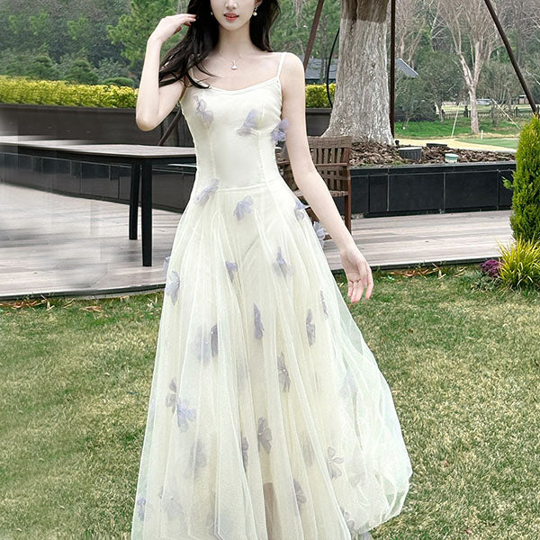 Evelune Butterfly Lace Embellishment Tulle Evening Dress