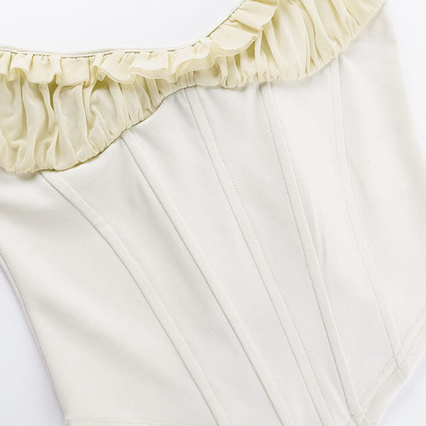Sara Ruffles Trim Sleeveless Bodycon Top