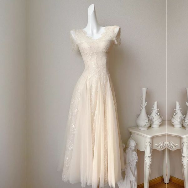 Nysa Ethereal Short Sleeve Lace Flare Dress