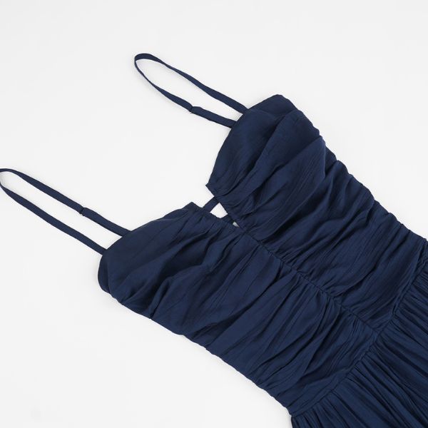 Lyra Elegant Backless Navy Maxi Dress