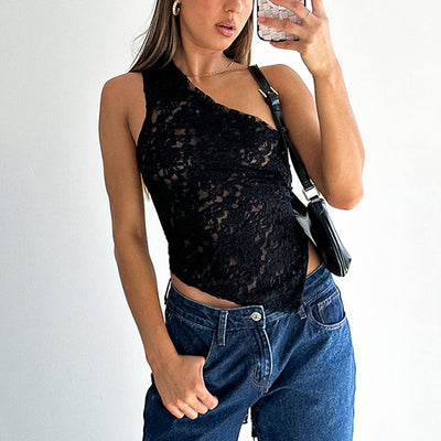Tiana One Shoulder All Lace Top
