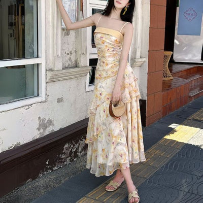 Lunaria Flora Celestial Tiered Ruffles Maxi Dress
