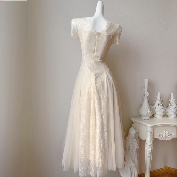 Nysa Ethereal Short Sleeve Lace Flare Dress