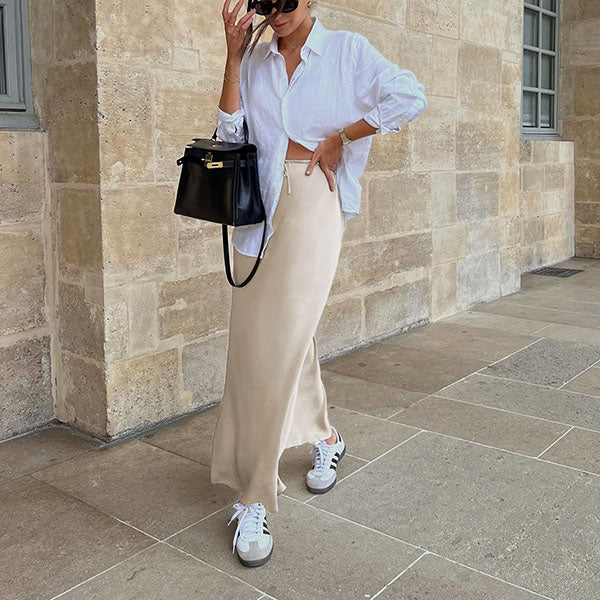 Amy Flawless Satin Midi Skirt
