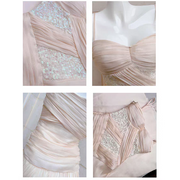 Élodie Blush Satin Spaghetti Strap Slit Dress