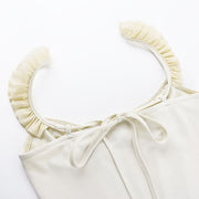 Sara Ruffles Trim Sleeveless Bodycon Top