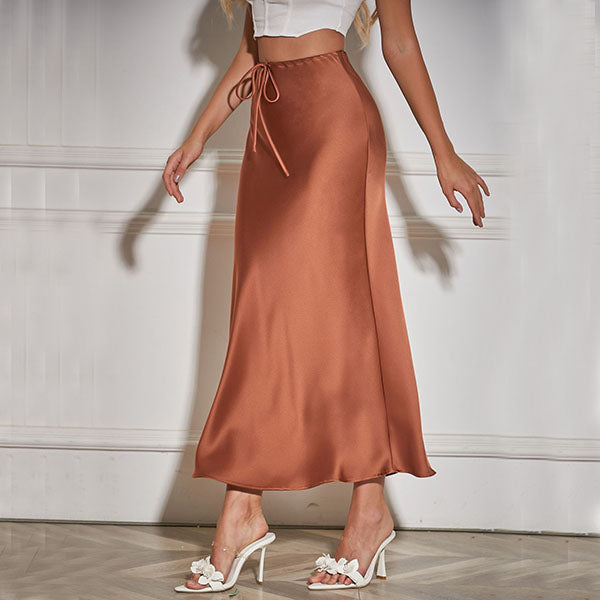 Amy Flawless Satin Midi Skirt