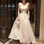 Pearline Elegant Lluminous Square Neckline Evening Dress