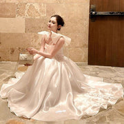 Pearline Elegant Lluminous Square Neckline Evening Dress