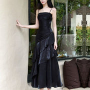 Azura Celestial Black Tiered Ruffles Maxi Dress