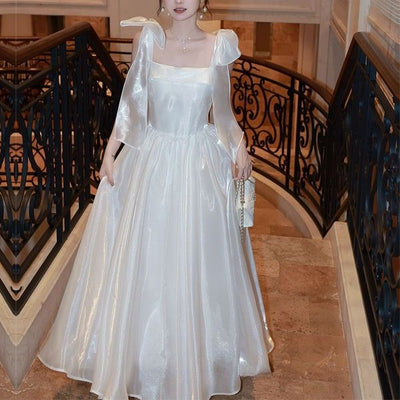 Pearline Elegant Lluminous Square Neckline Evening Dress