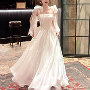 Pearline Elegant Lluminous Square Neckline Evening Dress