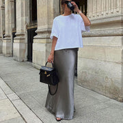 Amy Flawless Satin Midi Skirt