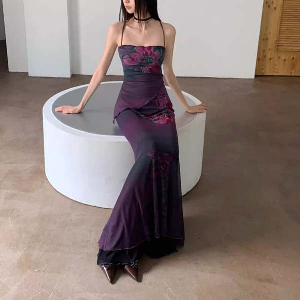 floral mermaid maxi dress Karima Pink Floral Lace Mermaid Maxi Dress, S / Pink