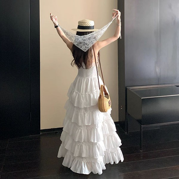 Eleana Romantic Blossom Layered Ruffle Maxi Dress