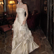 Rochelle Elegant Spaghetti Strap Ruffles Evening Dress