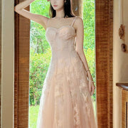 Theia Radiance Pastel Pink Lace Tulle Evening Dress