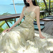 Solene Ethereal Floral Ruched Layered Ruffles Dress