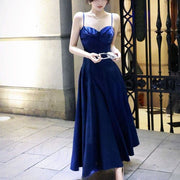 Mira Elegant Navy Sweetheart Neckline Evening Dress