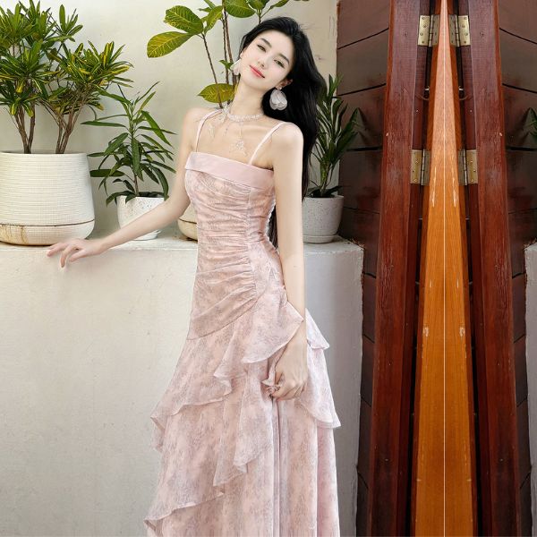 Amara Romantic Lavender Floral Tiered Ruffles Dress