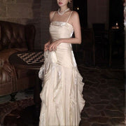 Rochelle Elegant Spaghetti Strap Ruffles Evening Dress