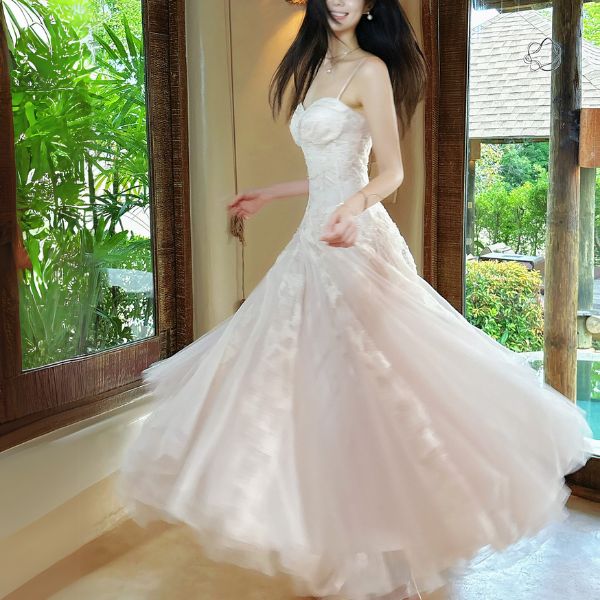 Theia Radiance Pastel Pink Lace Tulle Evening Dress