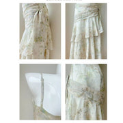 Solene Ethereal Floral Ruched Layered Ruffles Dress