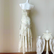 Solene Ethereal Floral Ruched Layered Ruffles Dress
