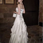 Rochelle Elegant Spaghetti Strap Ruffles Evening Dress