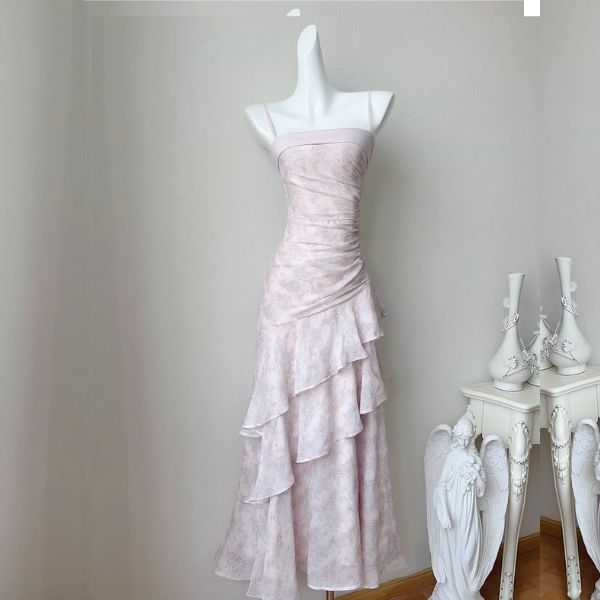 Amara Romantic Lavender Floral Tiered Ruffles Dress