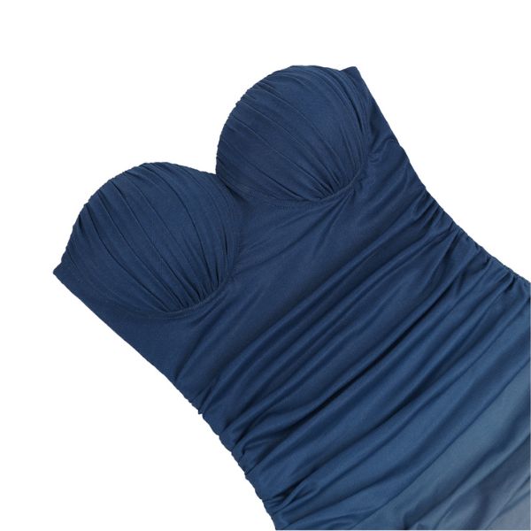 Liroa Elegant Ombré Ruched Strapless Evening Dress