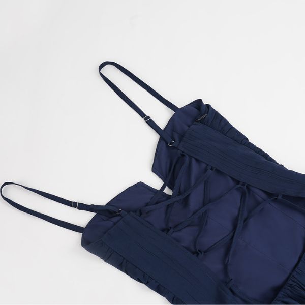 Lyra Elegant Backless Navy Maxi Dress