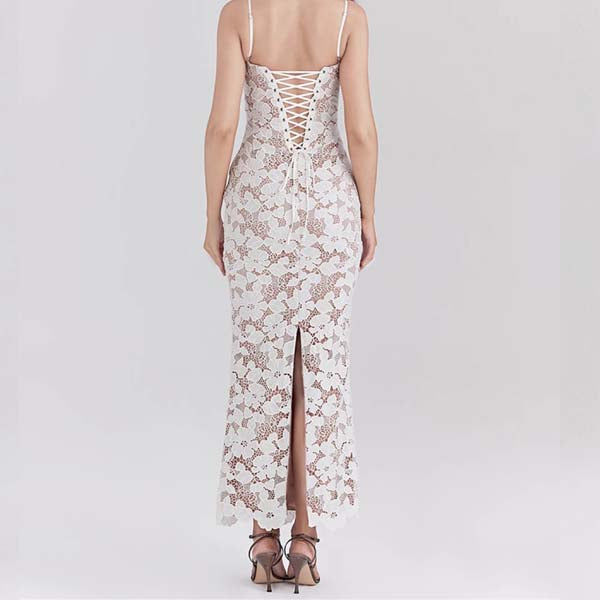 Diane White All Lace Embroidered Dress