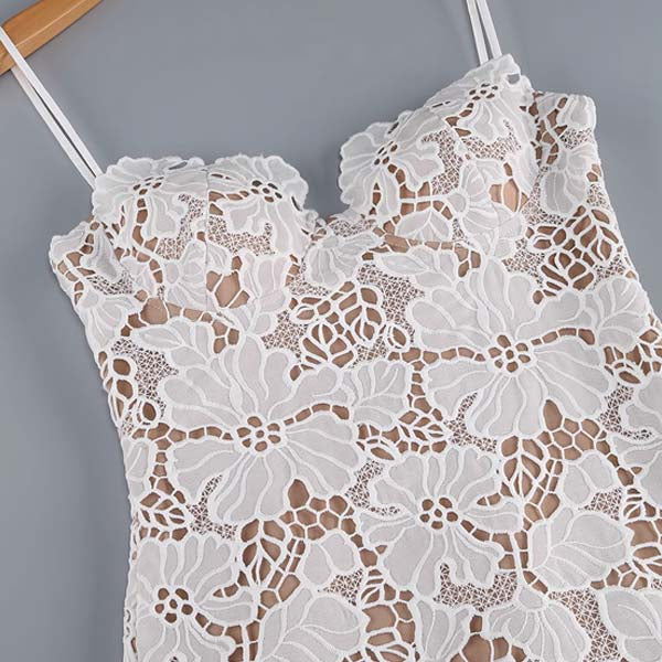 Diane White All Lace Embroidered Dress